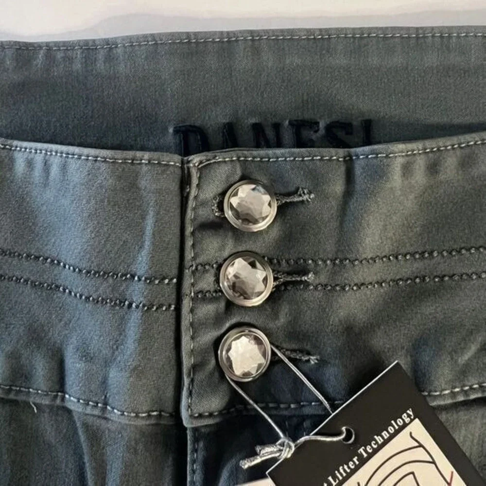 Danesi Jeans Distressed Gray Denim Pants Button Fly Straight Leg Women's Size 17